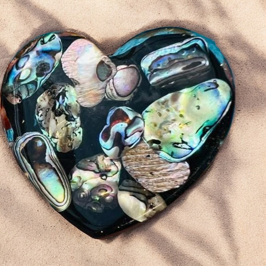 2”x2” Heart-Shaped Abalone Shell Magnets