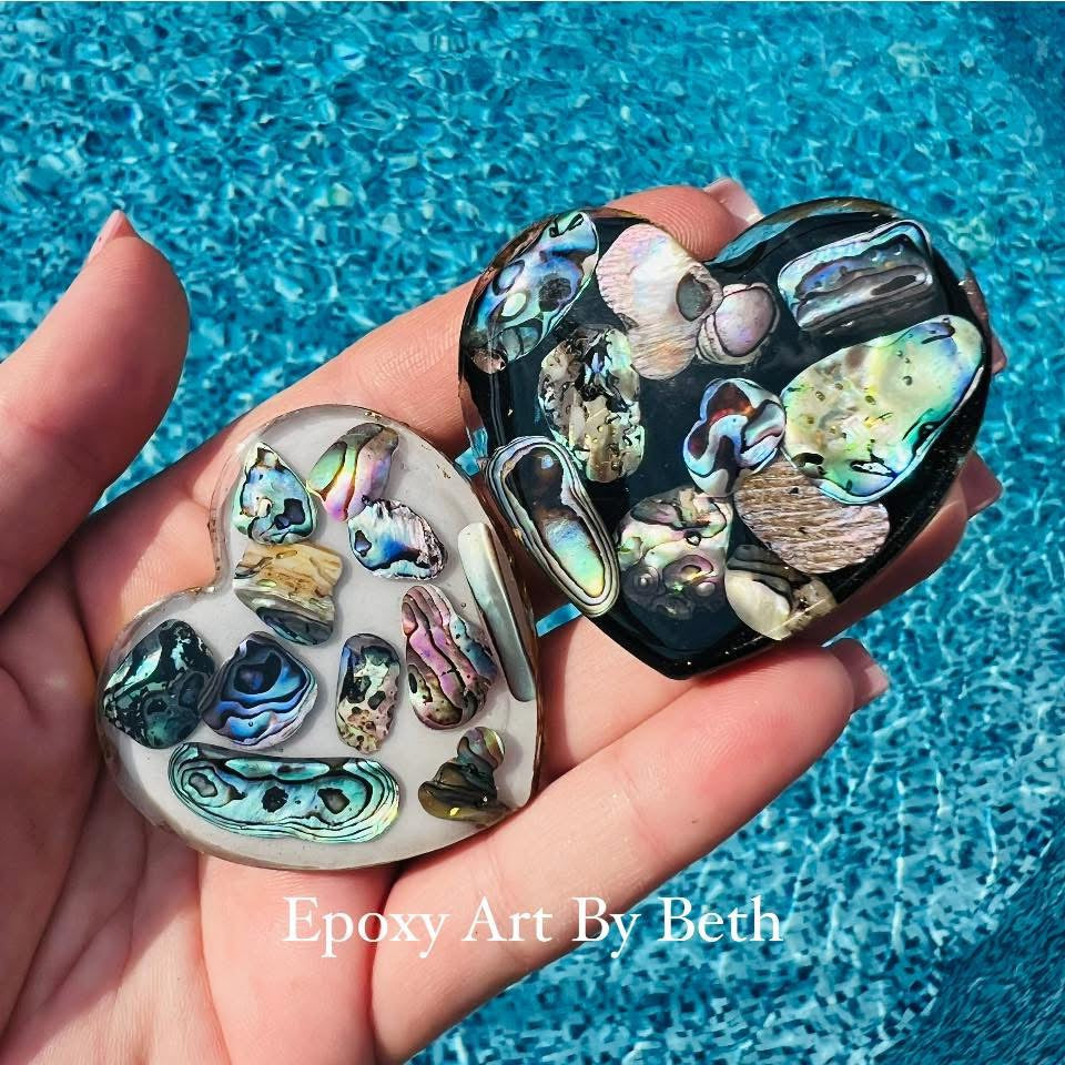 2”x2” Heart-Shaped Abalone Shell Magnets