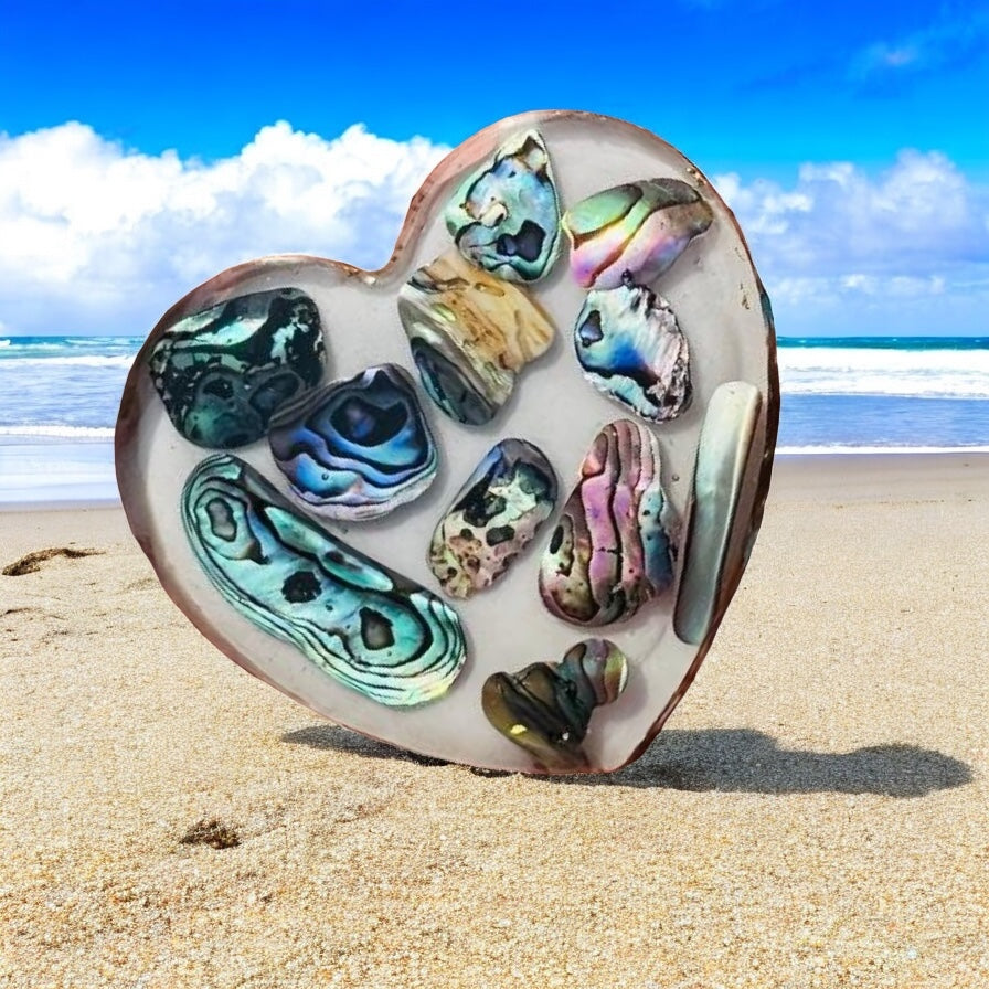 2”x2” Heart-Shaped Abalone Shell Magnets
