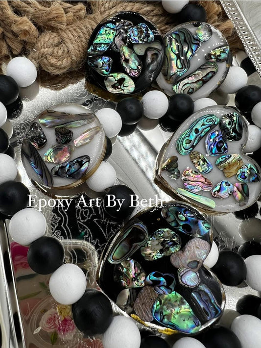 2”x2” Heart-Shaped Abalone Shell Magnets