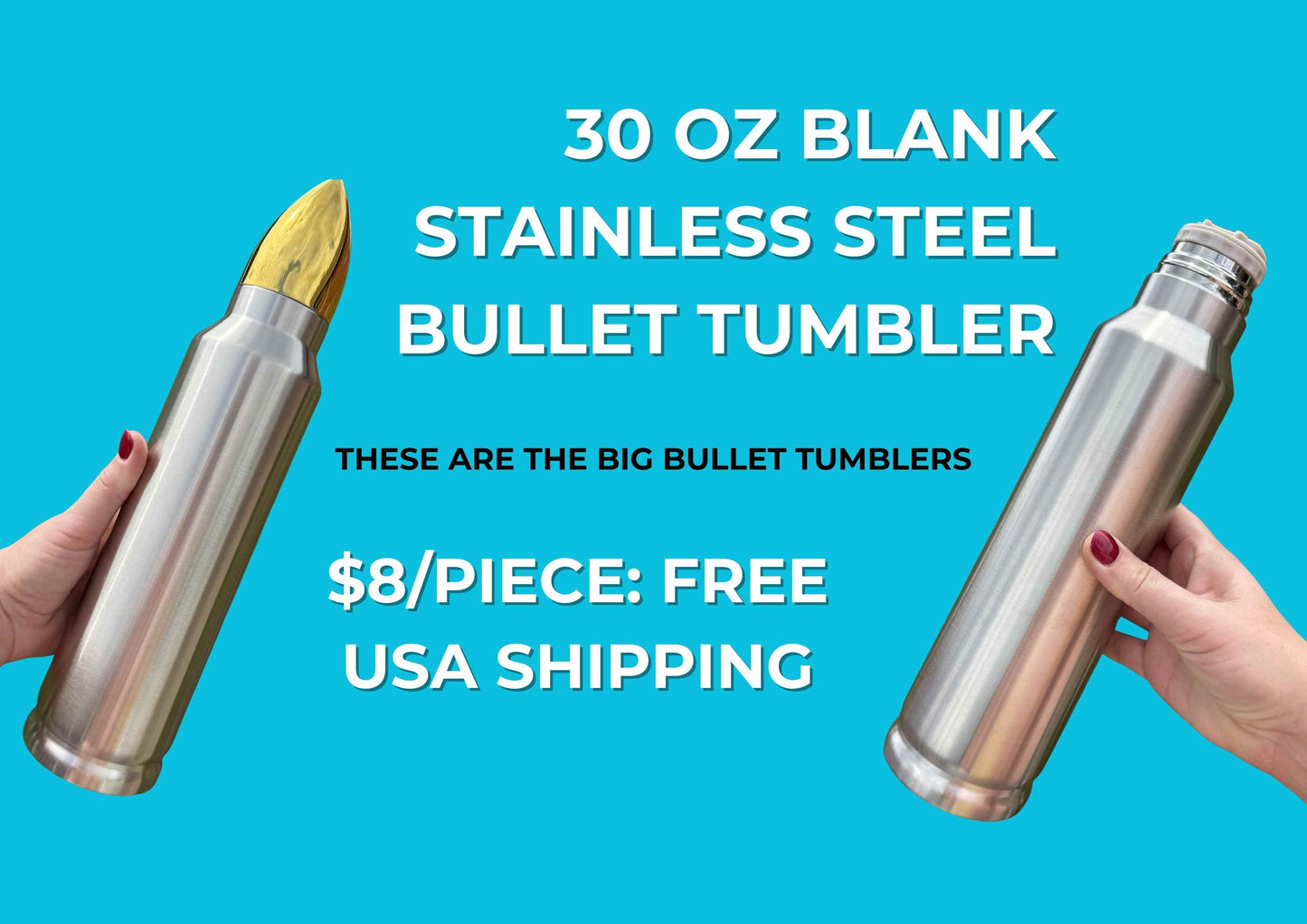 30 OZ STAINLESS STEEL BULLET TUMBLER (BLANK)